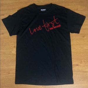 Love first Sex Second Black And Red Graphic Tee